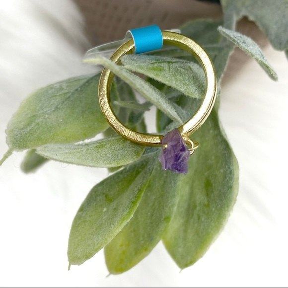 Shiraleah Jewelry - Shiraleah Raval Stacking Ring Gold Amethyst Anthropologie Purple Sz 7 Adjustable